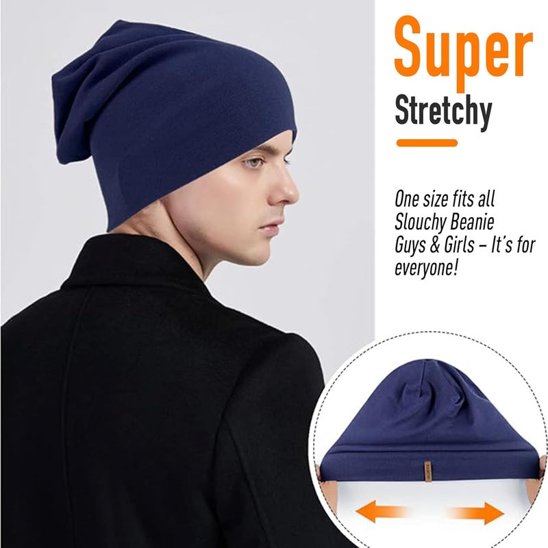 HAMUNI Slouchy Beanie for Women Cotton Beanies Hats Men Lightweight Soft Chemo Headwear Warm Skull Cap for All Seasons - Image 3